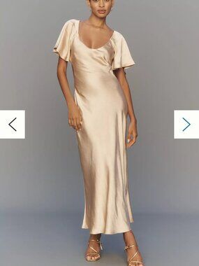 By Anthropologie Short-Sleeve Open-Back Maxi Dress NWOT